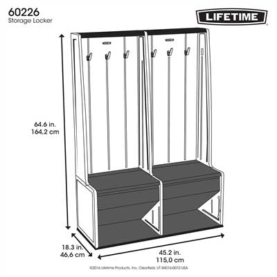 Garage Locker Dimensions - Diagram Showing Height, Depth and Width Measurements