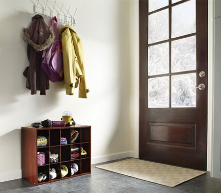 Garage Mudroom Shoe Cubbies and Wall Coat Rack