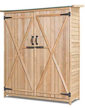 Fir Wood Garage Storage Shed with Lockable Doors