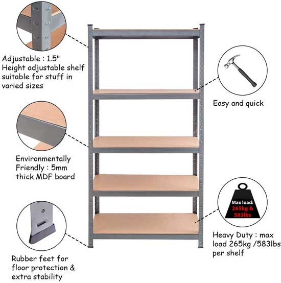 Heavy Duty Garage Shelf Features