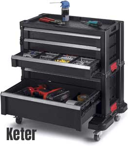 Keter Rolling Tool Box with 16 Bin organizers