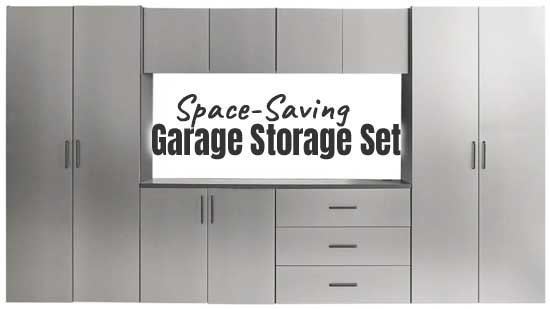 Space-Saving Wall-Mounted Garage Cabinets in Grey