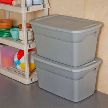 Stackable Storage Tubs in Garage