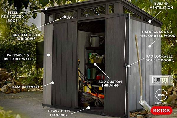 Storage Shed Features: Easy to Assemble, Waterproof Resin that Looks Like Real Wood and is Paintable