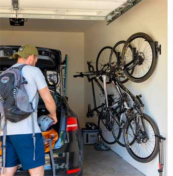 Swivel Bike Wall Rack Stores Bikes Easily, Off the Floor and Conserves Garage Space Too