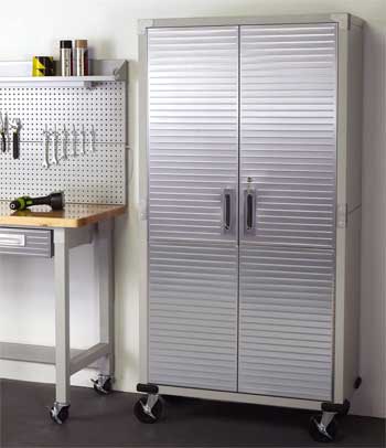 UltraHD Tall Storage Cabinet on Wheels with Locking Doors and Adjustable Shelves