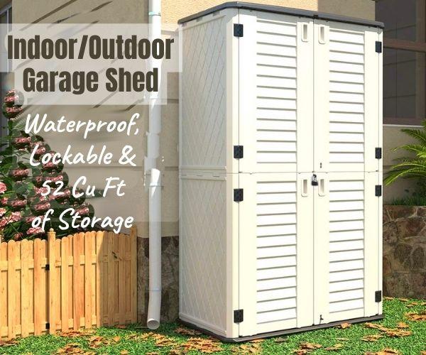 7-Foot Indoor/Outdoor Vertical Storage Shed for Garage or Yard