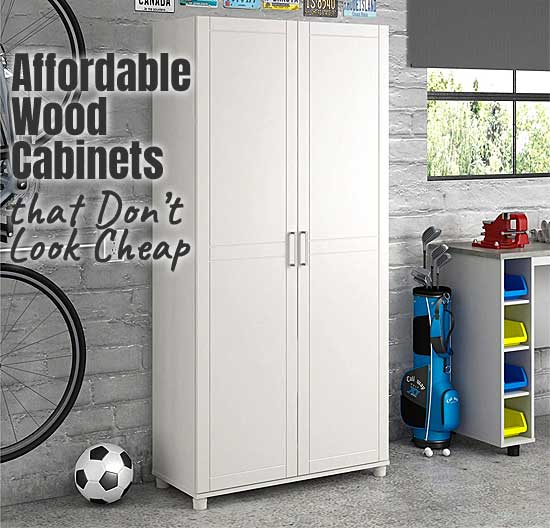 Laminated Wood garage Storage Cabinets with Shaker Style Doors, Adjustable Shelves, Leveling Feet