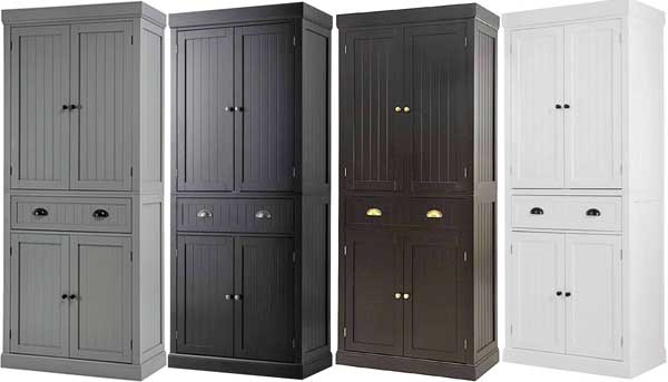 Tall Wooden Pantry in Black, Grey, Espresso Brown and Off-White